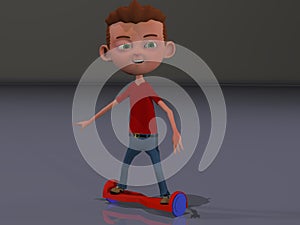 Young boy riding a hover board