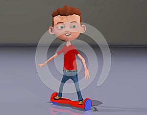 Young boy riding a hover board