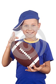 Young boy and rugby ball