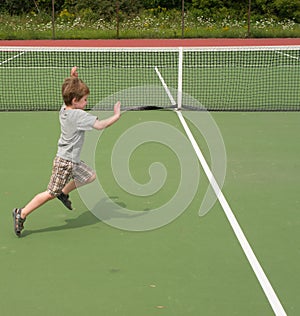 Young boy running