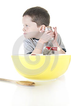 Young boy with secret ingredient