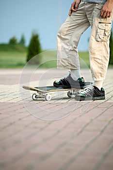 Young boy with skateboard