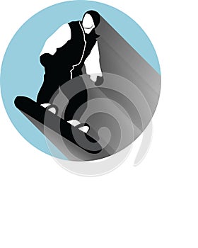 Young boy on snowboard against the backdrop of the mountains vector