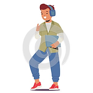 Young Boy Striking A Confident Pose In Trendy, Fashionable Attire, Exuding Style And Charisma, Vector Illustration