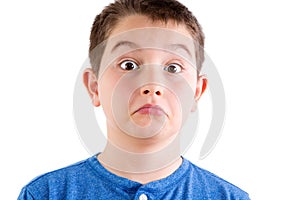 Young Boy in Studio with Surprised Expression