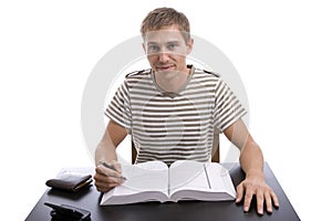 Young boy studying