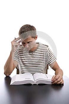 Young boy studying