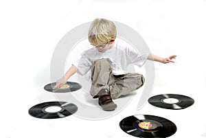 Young boy with vinyl
