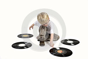 Young boy with vinyl