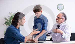 Young boy visiting doctor in hospital