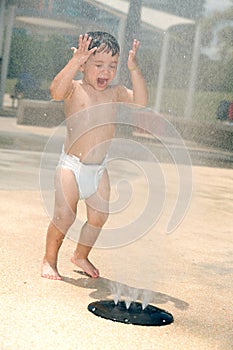 Young boy at a water park