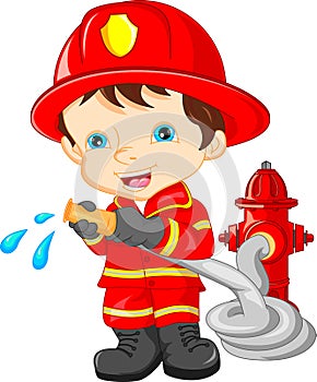 young boy wearing Firefighter cartoon