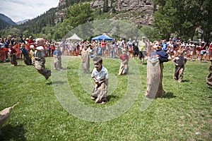 Young boys compete in Three Legged