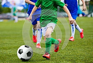 Young Boys Kids Children Playing Football Soccer Game