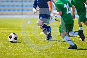 Young Boys Playing Soccer Football Match