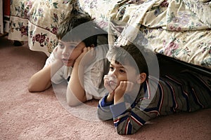 Young boys watching TV