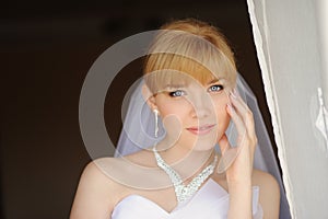 Young bride looking forward