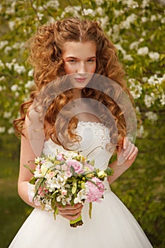 Young bride with flowers