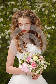 Young bride with flowers