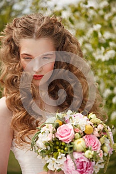 Young bride with flowers