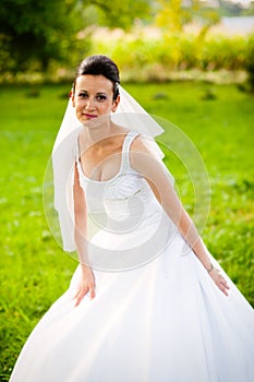 Young bride in garden