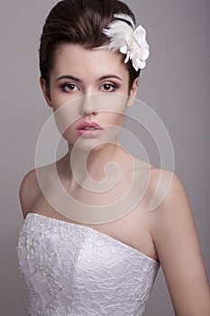 Young bride looking at camera