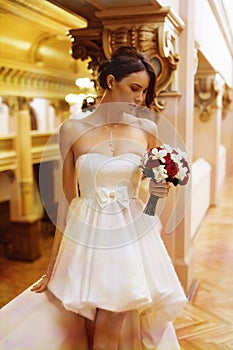 Young bride looking down