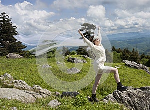 Young bride on mountain top