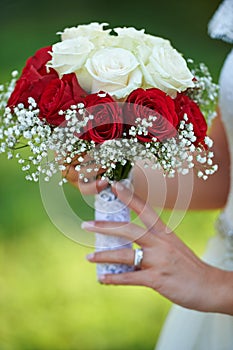 Jung Braut auf der hochzeitstag Besitz 