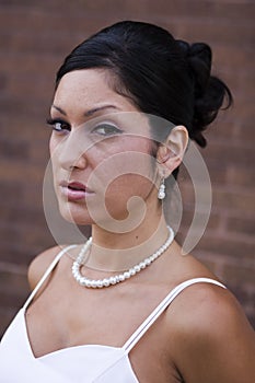 Young bride in wedding dress