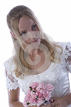 Young bride in white dress