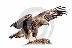 young brown eagle isolated over white background