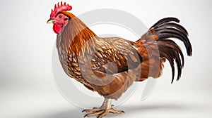 Young brown hen isolated on white background. Brown hens isolated on white background. generative ai