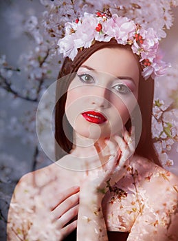 Young brunet girl with wreath