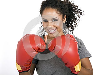 Young brunette female boxer