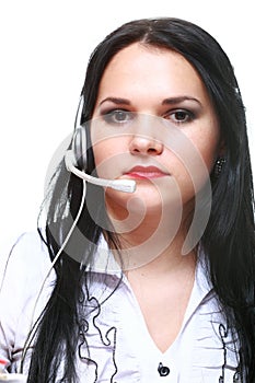 Young brunette girl with headphones