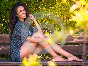 Young brunette woman with perfect smile