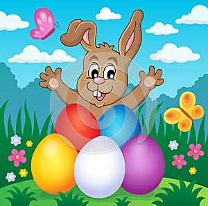 Young bunny with Easter eggs theme 2