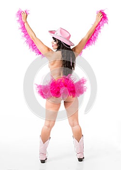 Young burlesque dancer in standing pose