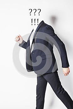 Young businaessman thinking on white background, body part, concept of business people working
