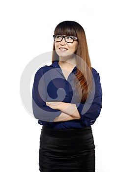 Young business asian woman with hands folded