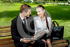 Young Business couple outdoors.