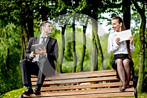 Young Business couple outdoors.