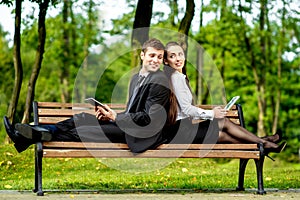 Young Business couple outdoors.