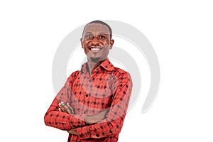 Young business man crossing his arms and smiling at camera