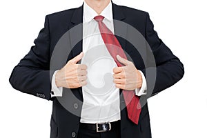 Young business man expressing frustration isolated