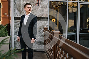 Young business man near of modern building