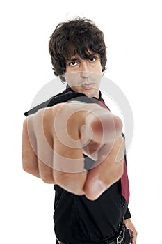 Young business man pointing at something interesting
