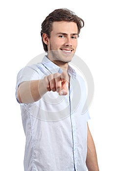 Young business man pointing at you at camera