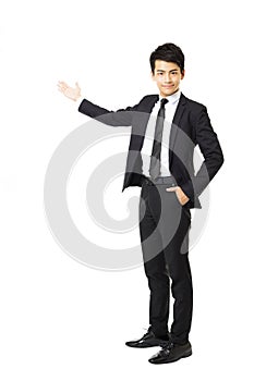 young business man presenting something